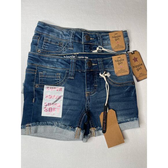 Lot of 3 Hippie Girl Denim Midi Regular Shorts Button Pockets Size 4 Blue NWT - Picture 5 of 8